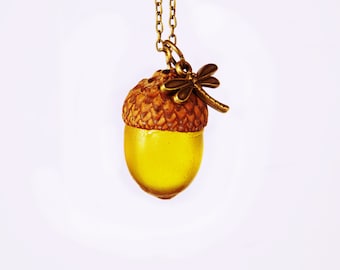 Acorn Necklace Forest necklace Acorn Jewelry Acorn Pendant Real Acorn Necklace Real Flower Jewelry Resin Christmas Gifts for Her Botanical