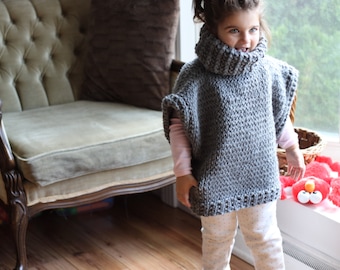 Turtleneck Poncho with Buttons for Kids and Adults