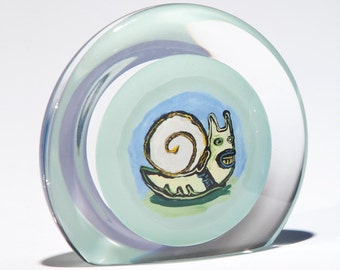 Sunshine Snail Paperweight. Enamel inclusion. Free shipping_ US only.
