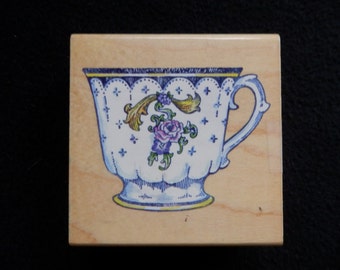 Teacup stamp - tea - thank you - friendship - WM rubber stamp (1)