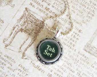 The Tab Set Vintage Typewriter Key Necklace Pendant