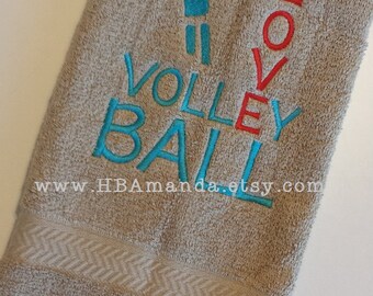 LOVE Volleyball Towel - Volleyball Sports Towel - Volleyball Team Gift