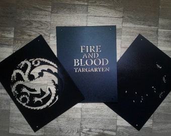 House Targaryen Sigil/ Set of 3 reusable plastic Stencils Wall decor/ Game Of Thrones/ Fire and Blood