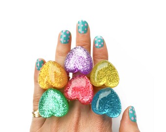RESIN HEART RING - choose your color