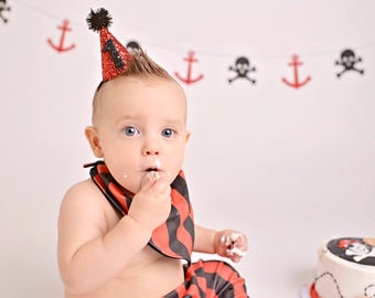 Pirate Party || Pirate Party Hat || Boy Birthday Hat || Party Cone Hat Cake Smash Photo Prop