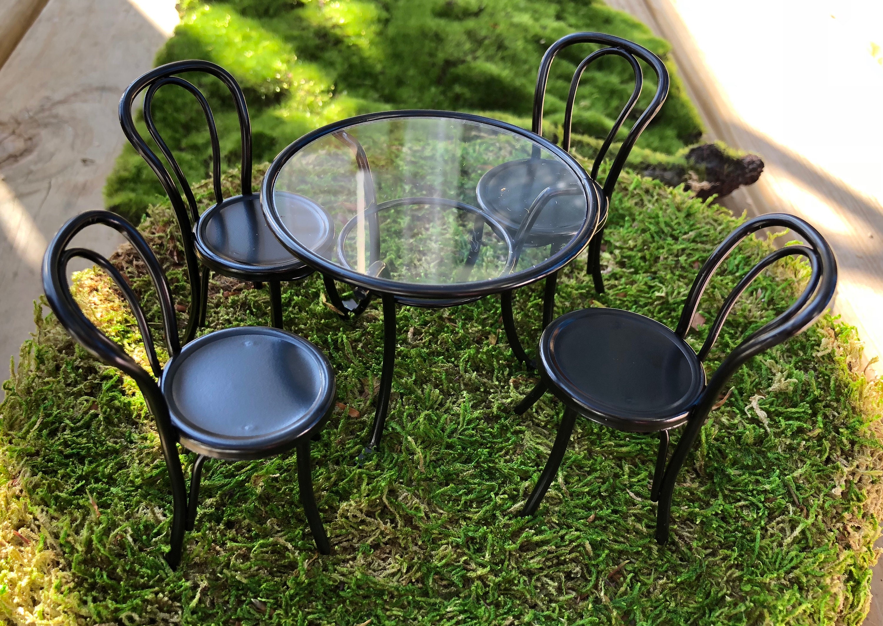 Miniature Patio Table And Chairs Black Clear Top 4 Gallery Photo