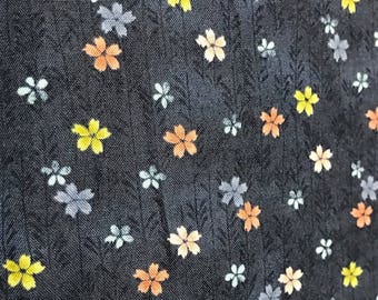 Asami Small Flower The Henley Studio Makower Uk Cotton Fabric 1 Yard Navy Blue Floral Pink Blue and Yellow Tiny Flowers