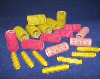 21 Vintage Self Holding Hair Rollers, No Pin / Clip Hair Bristle Curlers