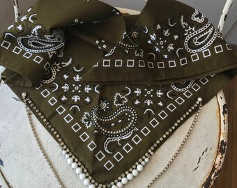 Vintage Rhinestone Necklace Bandana
