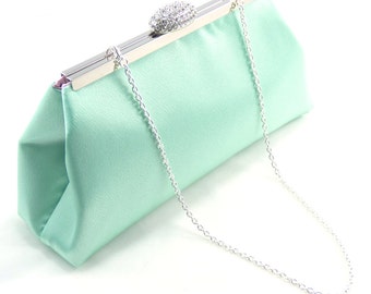 Mint Green and Light Pink Bridesmaid Clutch, Bridesmaid Gift, Custom Bridal Clutch, Wedding Clutch, Bridal Shower Gift, Mother of the Bride