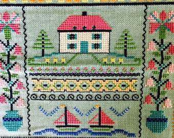 Vintage sampler embroidery