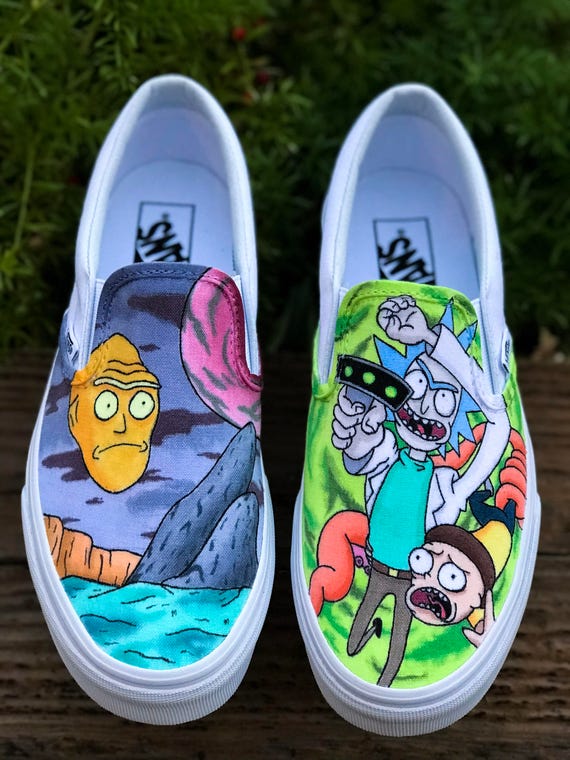 Rick & Morty Custom Vans Slip Ons