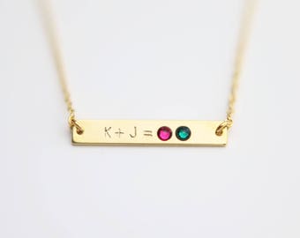 Personalized Birthstone Family Necklace // Birthstone bar necklace // Personalized Bar Necklace
