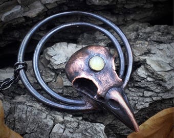 Crow Skull Necklace | Electroformed | Raven Skull Necklace | Bird Skull