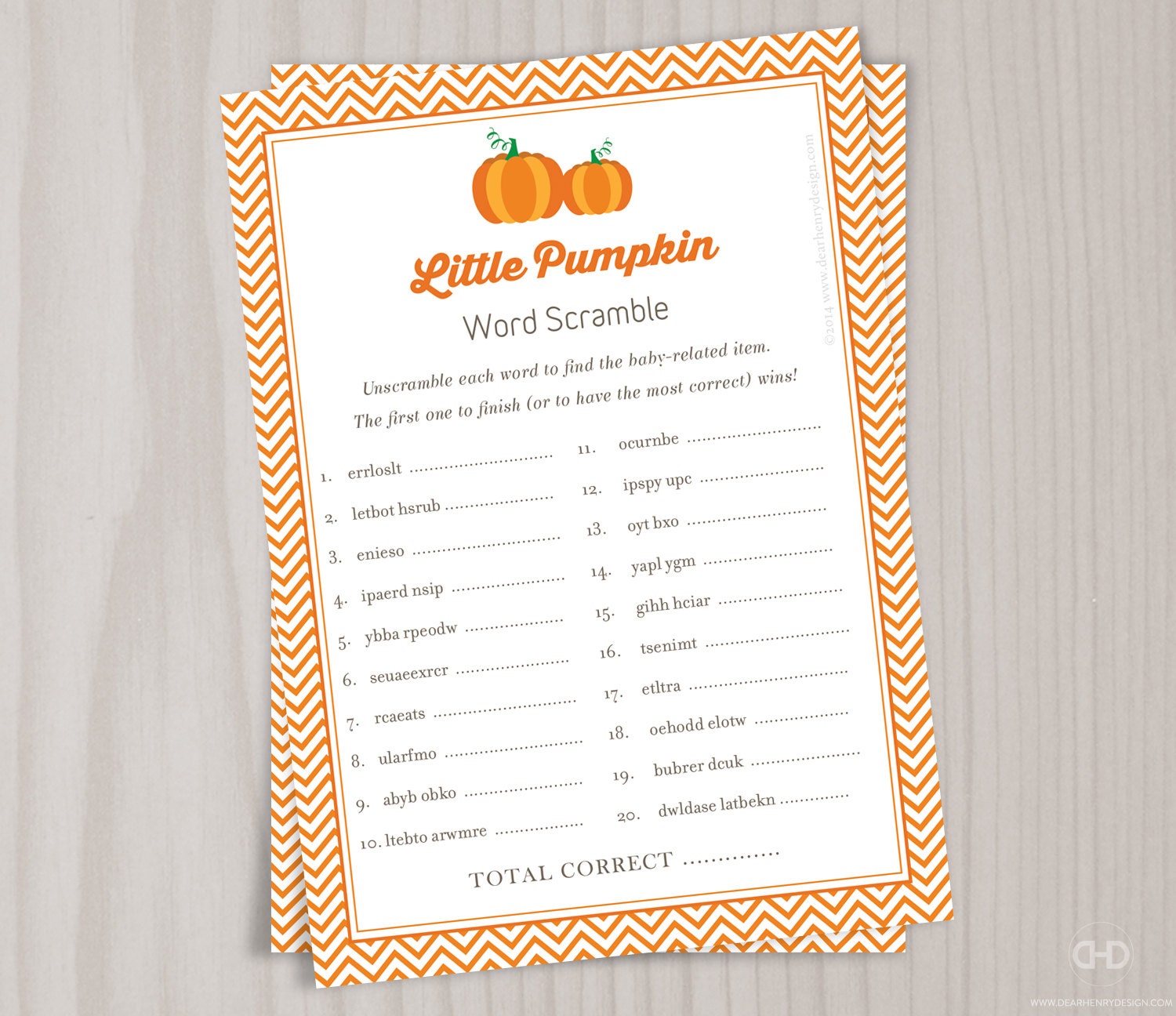 Little Pumpkin Word Scramble Game Baby Shower Games Baby