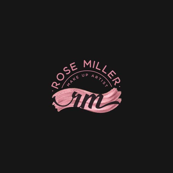 Rose Gold Logo, Makeup Logo, Makeup Logo Design, Artist Logo Design, Modern Logo, Beauty Logo, Brush Logo, Stamp Logo, Fashion Logo, Logo
