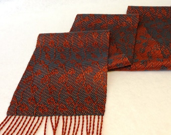 Handwoven Scarf, Tencel Scarf, Woven Scarf, Hand Woven Tencel Scarf, Leaf Scarf, Autumn Scarf, Woven Tencel Scarf, #17-18 Vines & Leaves