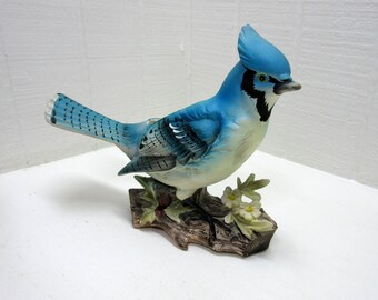 Vintage Blue Jay Ceramic Planter Velco Made In Japan #3775