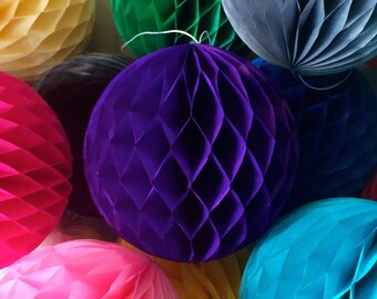 Purple 10 Inch Honeycomb Tissue Paper Balls - Paper Party Decor Decoration Supplies