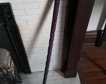 Wooden cane vinegar painted in teal/purple