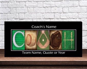 Baseball Coach Sign - Coach Sign - Coach Gift - Alphabet Art Sign - Baseball Coach Gift - Best Coach Sign - Coach Sign Gift