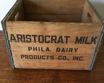 Wood Milk Crate Aristocrat Dairy Crate Philadelphia Dairy Crate Vintage Philadelphia Farm Crate Vintage Milk Crate Antique Milk Crate PA