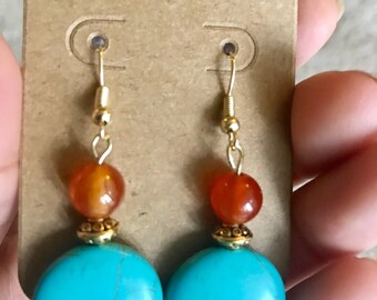 Turquoise and Carnelian Earrings