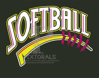 Softball logo vector | Etsy