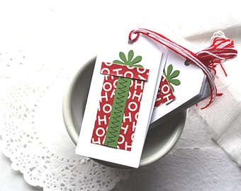 Christmas Gift Tags, Holiday Tags Set of 8, Embellished Christmas Tags
