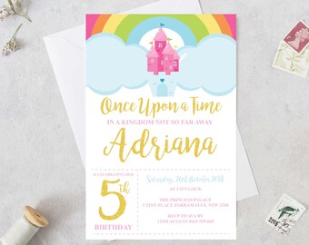Princess Invitation, Princess Birthday, Glitter Invitation, Pink Gold Invitation, Princess Invite, Girl invite, Glitter Invite, Girl Invite