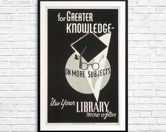 literary poster gift, library themed gifts, dorm decor men, funny dorm room wall art, library gift ideas, library art print, librarian gifts