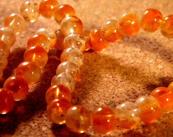 45 glass beads 6 mm speckled 2 tone translucent - orange-PE187-8
