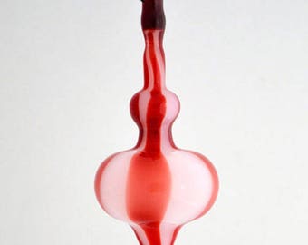 Hand Blown Ornament, Red & White Ornament, Danity Glass Ornament, Handmade Ornament, Indoor or Outdoor Ornament, Tree Ornament