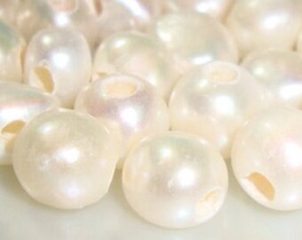 20 large hole pearl 9-10mm high luster fresh water pearl with large hole big enough for cord or leather.