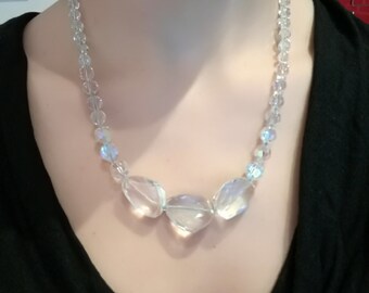 Crystal and rock crystal necklace
