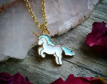 Little blue unicorn necklace