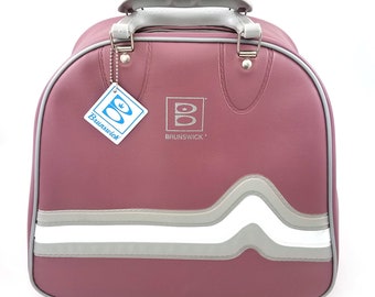 Vintage Brunswick Bowling Ball Bag Case Retro Pink Mauve 1 Ball Metal Rack