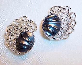 Vintage Sarah Coventry Clip On Earrings Royal Plumage Mid Century Retro 1962