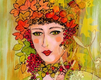 /La damed illustration' autumn/mixed media / digital print