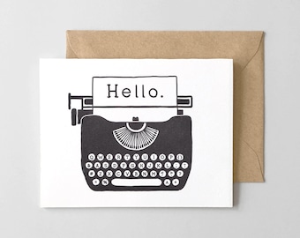 Hello Typewriter Letterpress Greeting Card