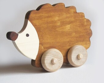 Wooden toy Hedgehog Push Toy Waldorf- Eco-friendly