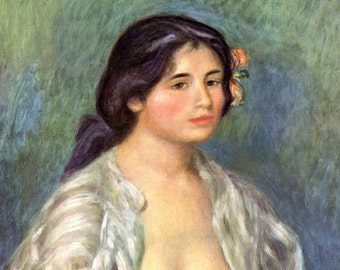 Gabrielle in an Open Blouse by Renoir - a Frameable, Vintage 1954 Frameable Art Print