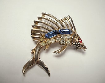Vintage Bejeweled Sailfish Brooch