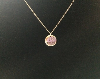 Sterling silver "I Love Mom" necklace