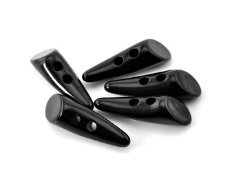Large black buttons 3 Black Resin Toggle Sewing Buttons 49x15mm (BP121BB)