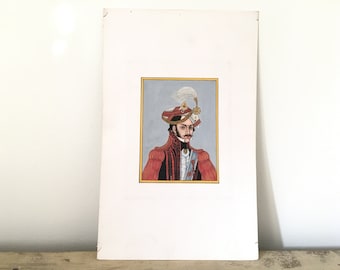 Old portrait of maharaja, red.