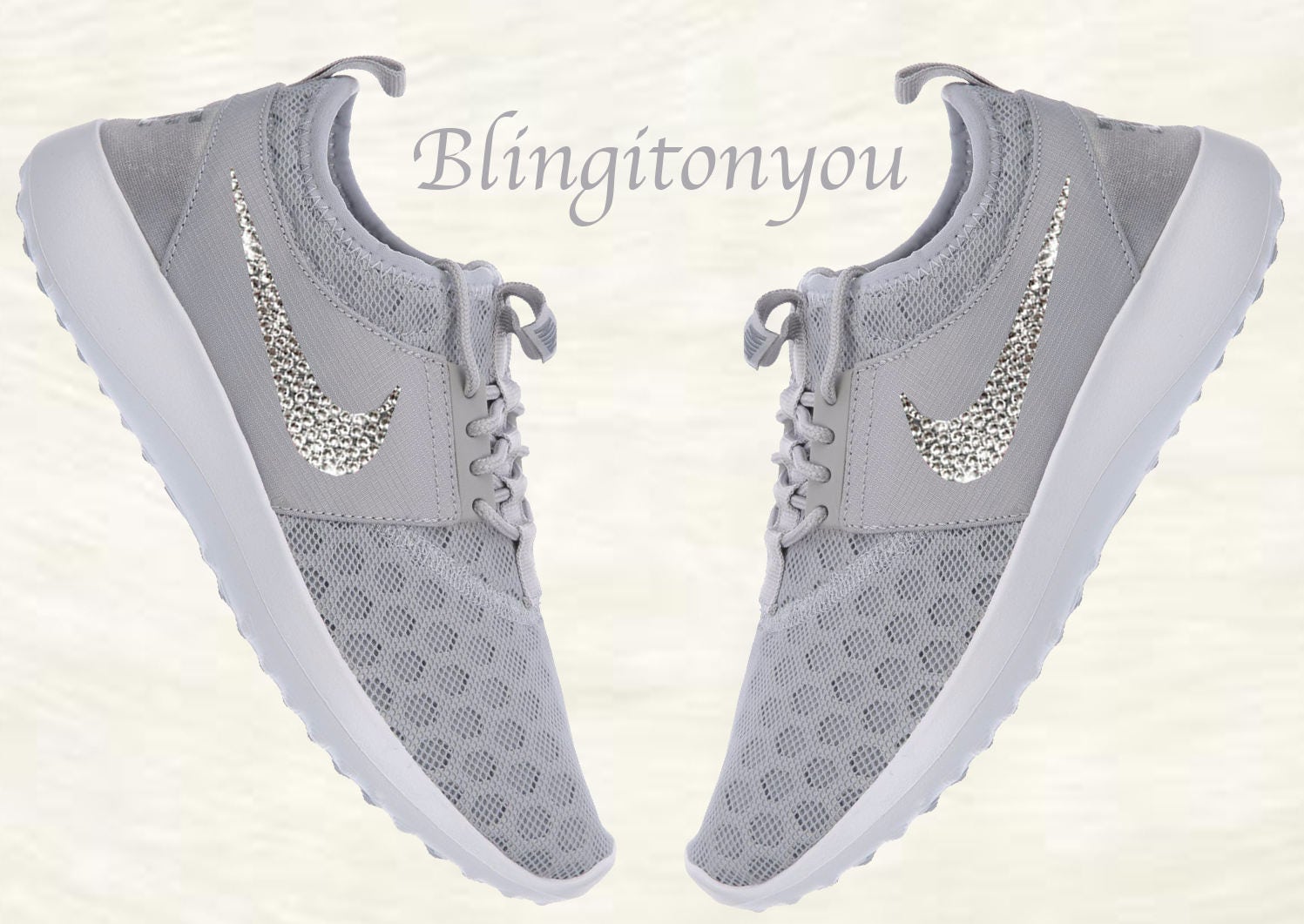 New Swarovski Nike Juvenate Grey Shoes Customized Blinged