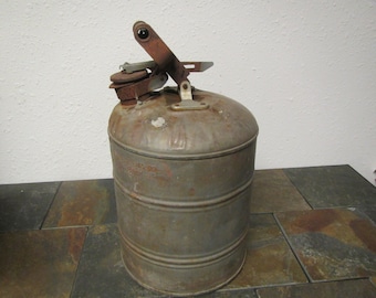 Justrite Safety kerosene can , oil can, fuel can , gas can .**3 gallon ?? midcentury