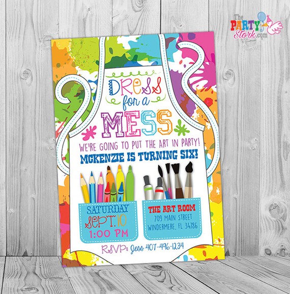 Art Themed Birthday Party Invitation Wording 2