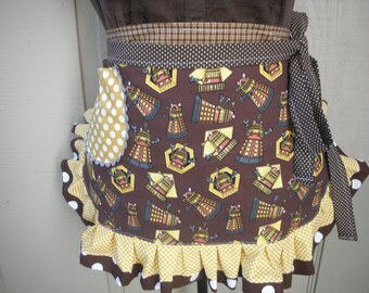 Womens Aprons - Dr Who Aprons - Womens Doctor Who Aprons - Exterminater Aprons - Annies Attic Aprons - DALEK Aprons - Brown Aprons